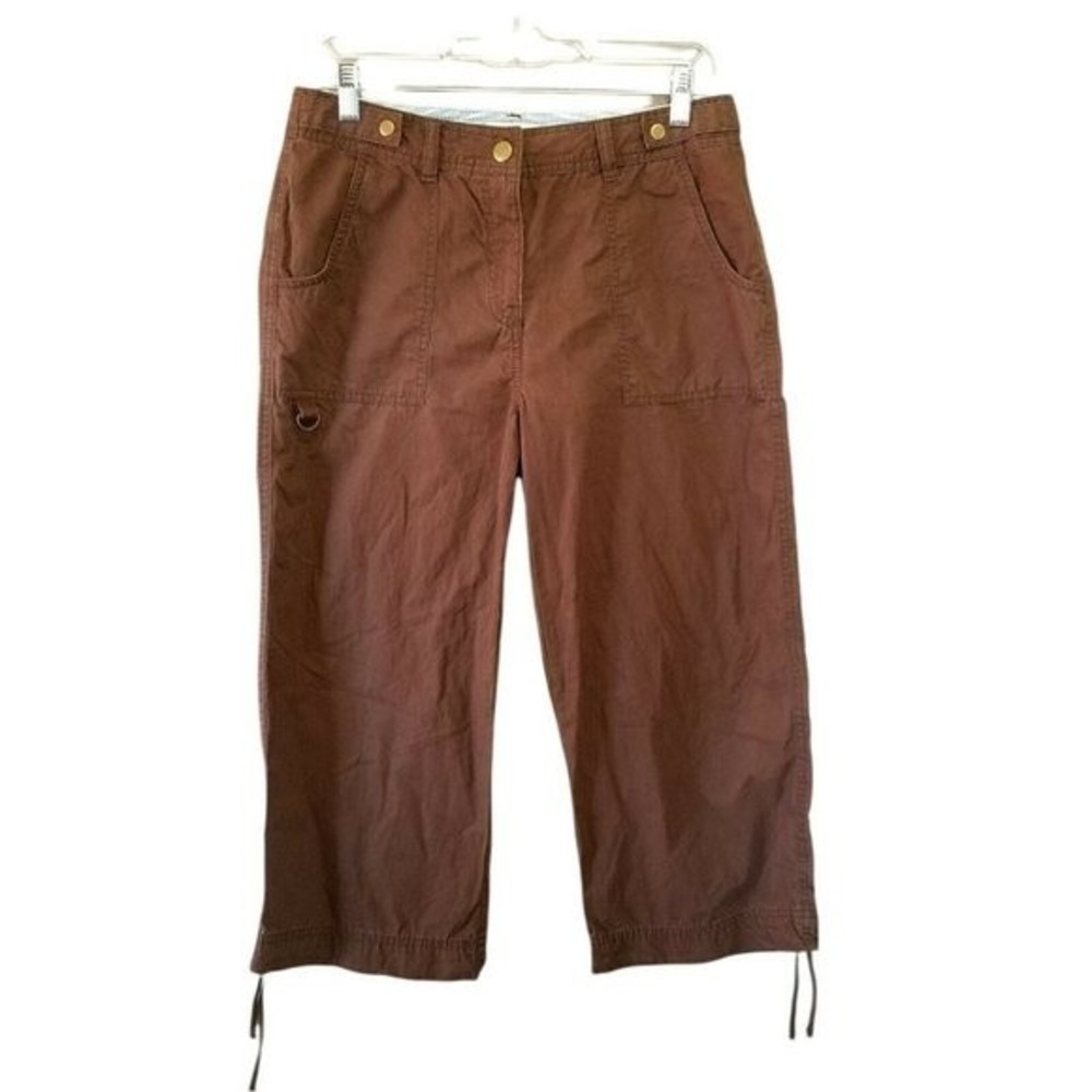 Van Heusen Womens Size 8 Brown  Solid Capri Pants